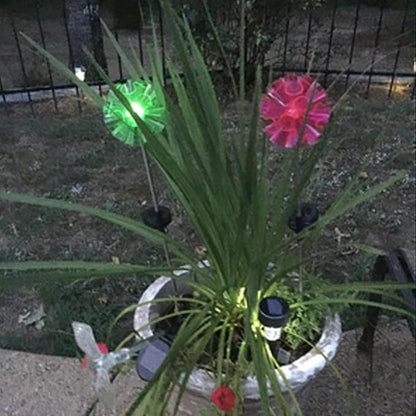 Outdoor Solar Powered LED Garden Light Landscape Lighting Waterproof Multi-color Color Changing Stake Light for Patio Yard Pathway Flowerbed Lawn Christmas Decorations Figurine Dandelion Pack of 2