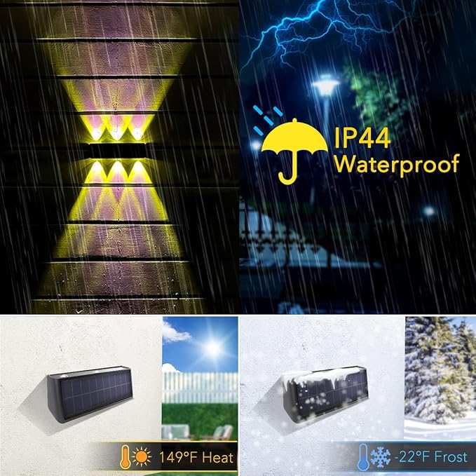 Solar Lights Outdoor Waterproof Dusk to Dawn Aluminum Sconce Sunset Up and Down for Wall, Yard, Garden, Fence | Lumora