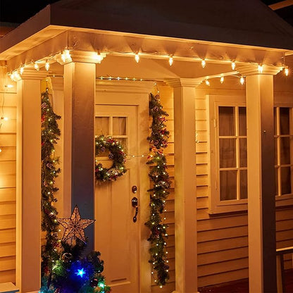 25Ft C7 LED String Lights Outdoor with 27 Clear LED Bulbs(2 Spare), Vintage Christmas String Lights for Christmas, Cafe, Patio, Party Decor, Green Wire