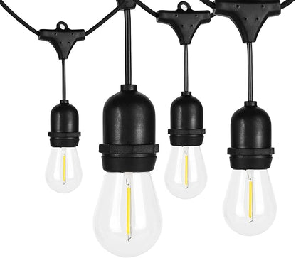 LOKATSE HOME 54 Ft Outdoor String Lights 15+1 Spare Shatterproof S14 Bulbs LED Edison Vintage Style UL Listed Connectable Hanging
