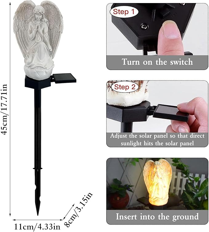 Solar Garden Angel/Cardinal Lights, Waterproof Outdoor Garden Statue Decorations Solar Lights for Cemetery Gravesite Grave Outside Yard Patio Lawn Porch