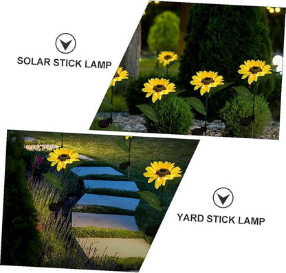 Solar Sunflower Stick Lamp 10 LED Outdoor Solar Garden Path Lights Lawn Yard Landscape Lighting Ground Plug Stake for Patio Decor Random Color