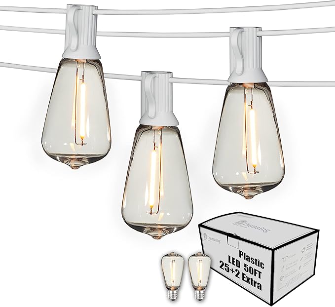 DAMAING Outdoor String Lights 50FT Waterproof,LED Patio Lights Dimmable with 27 Bright Shatterproof Retro | Lumora