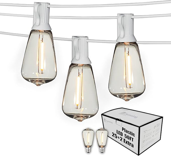 DAMAING Outdoor String Lights 50FT Waterproof,LED Patio Lights Dimmable with 27 Bright Shatterproof Retro | Lumora