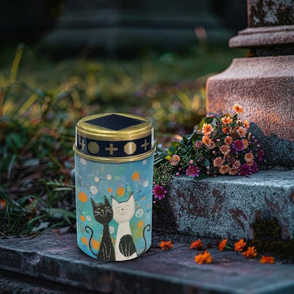 Cartoon Cat Solar Lights Outdoor Solar Garden Stake Lights Outdoor Powered Landscape Lighting Warm White LED Solar Lantern Solar Fairy Lights for Outside,Wall Light Auto On/Off
