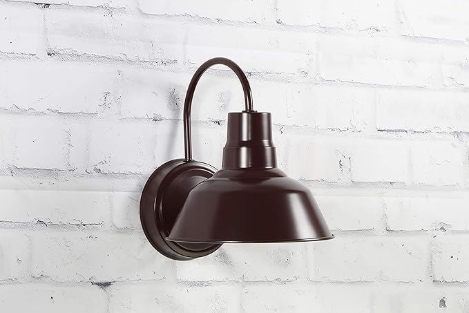 Architectural Bronze Gooseneck LED Wall Sconce Barn Light Fixture - Industrial Antique Farmhouse Style - Vintage Patio Porch Wall Mount Light - Indoor/Outdoor - UL Listed - 9W 800lm Cool White