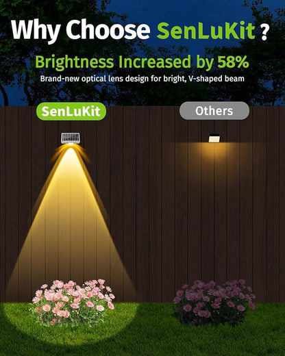 Solar Fence Lights Outdoor Waterproof High Brightness LED Spot Lens Deck Lights 7 Mode Warm & Cool White RGB Solar Powered Wall Lighting Decor for Outside Patio Step Backyard Railing - 2 Pack(White)