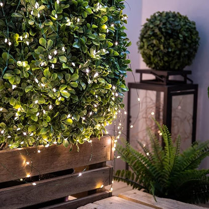 Extra Long Green Wire Fairy Lights Plug in 400FT High Bright 1200 LED Waterproof LED String Lights with Remote Warm White for Christmas Tree, Patio, Garden, Backyard