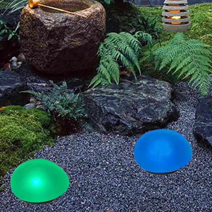 Solar Light For Garden, Paths Light – Lamp With Cobblestone Shape Energy Decorative Lantern Lamps Stone, Outdoor Color Changing LED Lighting,