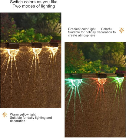 Solar Deck Lights, Polycrystalline Silicon Solar Fence Lights with 2 Lighting Modes for Outdoor Path Garden Balcony Garage Wall
