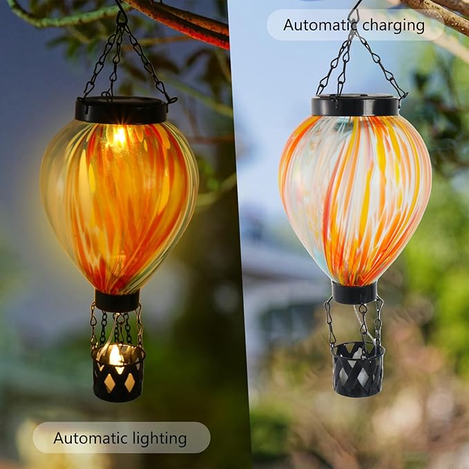 Solar Hot Balloon - Outdoor Garden Pathway Light, Decorative Landscape Lamp with Auto Dusk Dawn Sensor, Waterproof Garden Stake Light with Warm Glow Design, Porch Decor for Backyard Fence