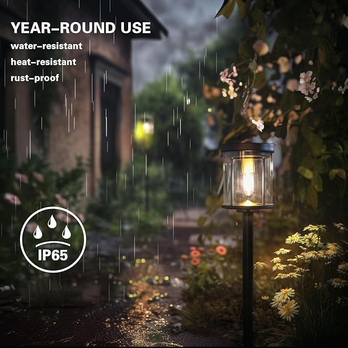 EcoGreen Solar Pathway Lights Outdoor 4-Pack - Solar Powered Garden Lights Waterproof, 3000K Warm White, 4.76 * 23.07in, Auto Dusk to Dawn for Yard, Driveway, Garden, Patio & Walkway (031H)
