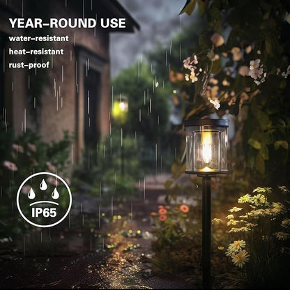 EcoGreen Solar Pathway Lights Outdoor 4-Pack - Solar Powered Garden Lights Waterproof, 3000K Warm White, 4.76 * 23.07in, Auto Dusk to Dawn for Yard, Driveway, Garden, Patio & Walkway (031H)