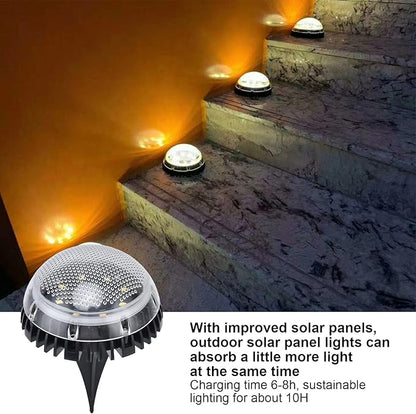4 Pack Solar with 8 LED Outdoor Ground Lights for Pathway, Lawn & Backyard - and Solar Powered Lighting (White Light)