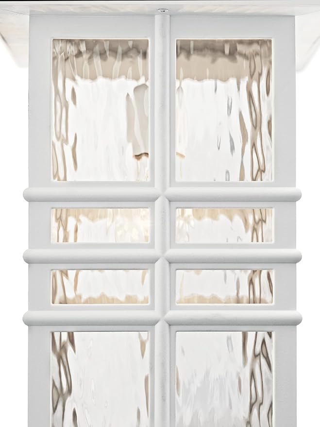 Kichler Beacon Square 14.25" Outdoor Wall Light in White, 1-Light Exterior Wall Sconce with with Clear Hammered | Lumora