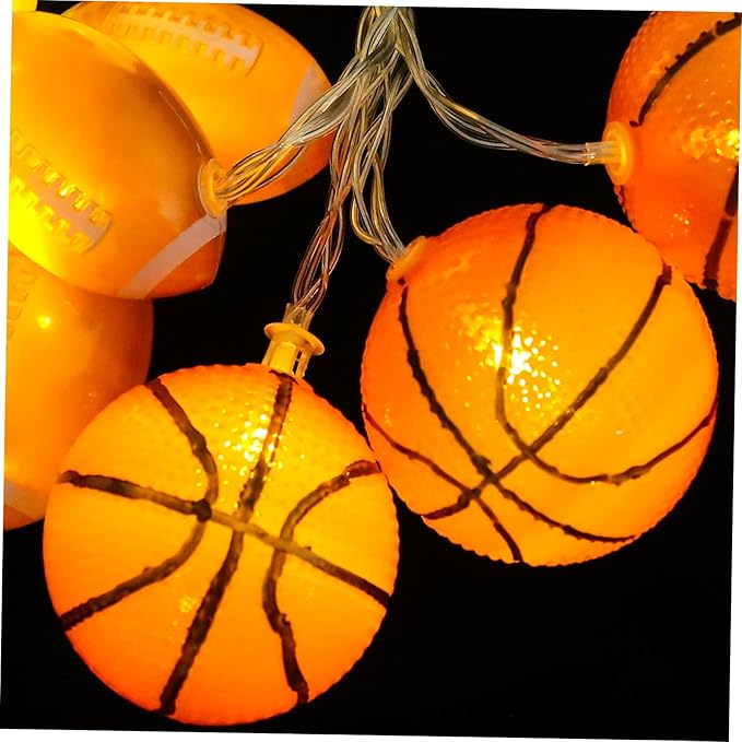 PRETYZOOM LED Sports Ball String Lights Decorative Light String for Home Patio Wedding for Sports Themed Atmosphere Battery Operated with Balls