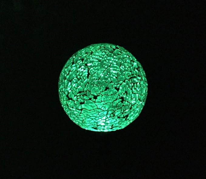 Solar Blue Mosaic Glass Ball Light (Ocean Blue Color), Garden Decor Stake Multi-Color Color Change Yard LED Lamp Light