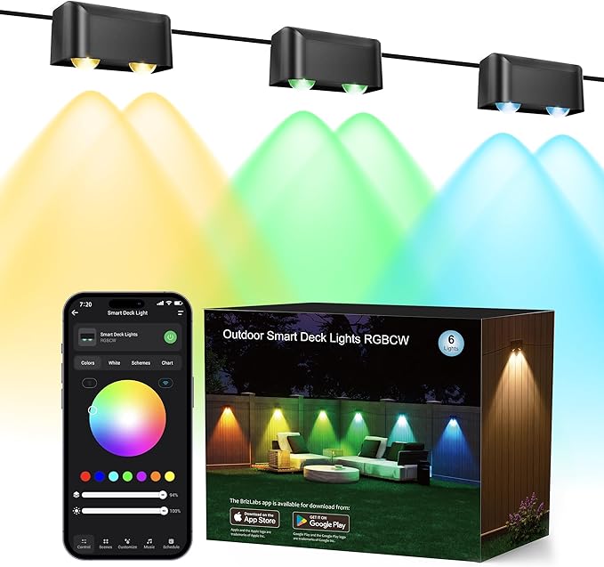 Brizled Smart Fence Lights, RGBCW Outdoor Deck Lights APP & Voice Controlled, Color-Changing Fence Lighting Music | Lumora