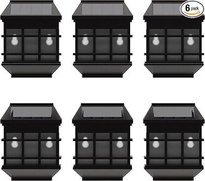 Flash Furniture Holder 6 Pack Wall Mount LED Solar Lights - Weather Resistant Brown Decorative Solar Powered Lights for Decking and Fencing