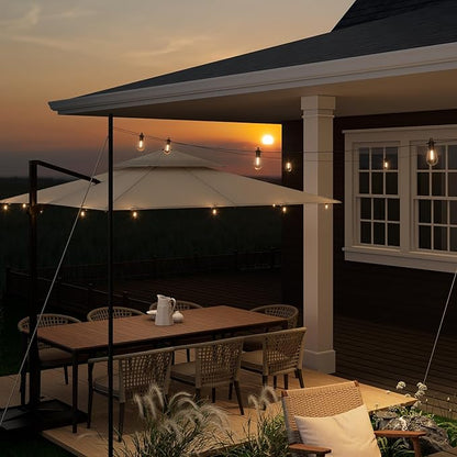 Outdoor String LED Patio Lights - 50FT, IP65 Waterproof Outside Patio Lights with 16 (15+1) S14 LED Bulbs for Bistros Backyard Gazebo Porch Party, 2700K Warm White, 131 Strands Connectable