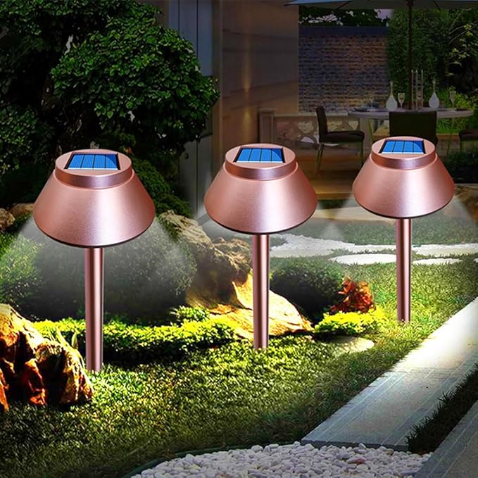 HANABASS Solar Garden Stake Light Outdoor Solar Powered Lawn Pathway Lighting Waterproof for Yard Patio Landscape Decor
