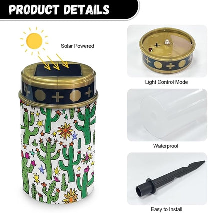 ZOUTAIRONG Solar Light for Cemetery Grave 6 Pack Solar Garden Lights Solar Lights for Outside Solar Pathway Lights Outdoor Cemetery Solar Lights for Grave Solar Lights Sun Cactus
