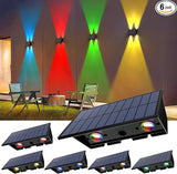 Solar Fence Lights,6 Pack Solar Lights Outdoor Warm White+RGB Up & Down Waterproof 100 Lumens Dusk to Dawn for | Lumora
