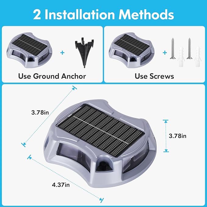 Bosceos Solar Driveway Lights Outdoor 16-Pack, Solar Deck Lights RGB Color Modes Dock Light Waterproof Driveway | Lumora