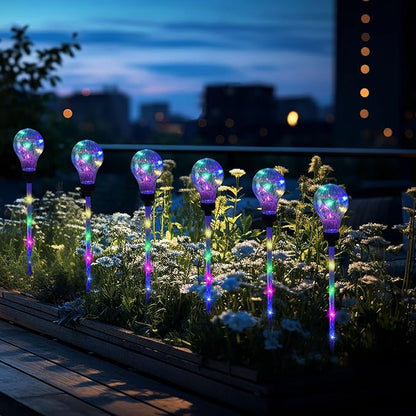 Solar Lights Outdoor Garden Decorative Waterproof 6 Pack Bulb Lights Outside Solar Pathway Lights for Garden Home Christmas Landscape Path Yard Lawn Driveway Flowerbed Decor - Multicolor