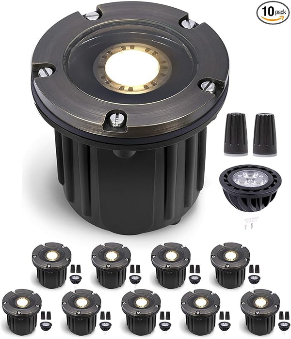 Gardenreet LED Well Lights Low Voltage - Brass In-Ground 12V Electric Lighting, Ip65 - Outdoor Path Light | Lumora