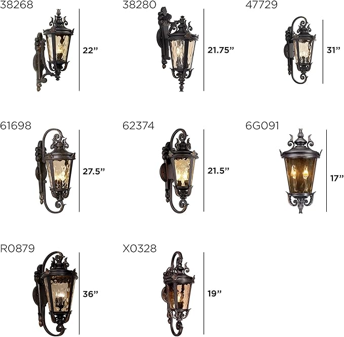John Timberland Casa Marseille Vintage Outdoor Wall Light Fixture Veranda Bronze Scroll Frame 31" Champagne | Lumora