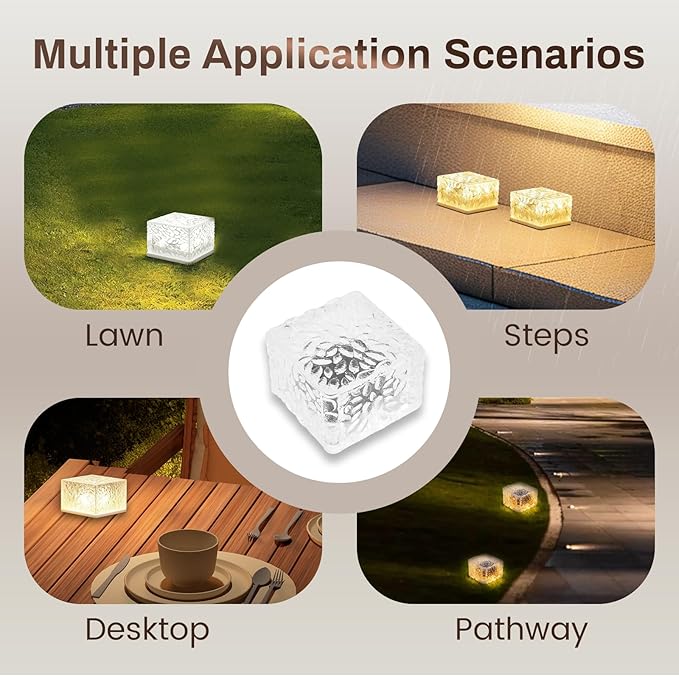 Wokyo Solar Brick Lights Outdoor Waterproof LED Rock Lights Patio Brick Lights 4 Packs for Patio, Yard, Walkway | Lumora