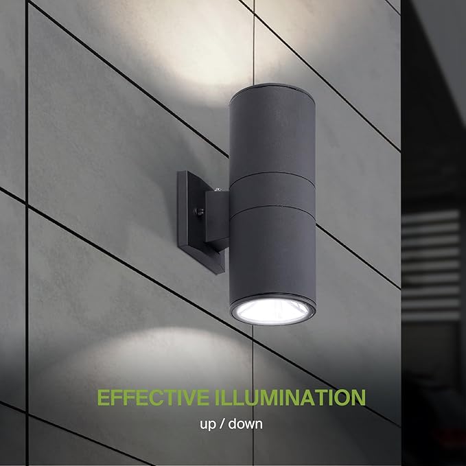 ASD 2 Light Dusk to Dawn LED Outdoor Wall Light Fixture | 18W 1900LM 3000K-5000K 120V Cylinder Up Down Lights | | Lumora