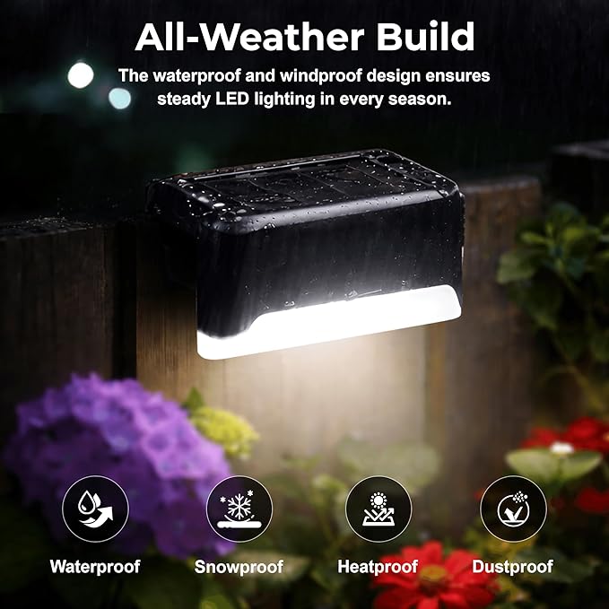 Solar Deck Lights Outdoor 16 Pack - IP65 Waterproof LED Fence Lights Solar Powered for Outside, Garden, Fence | Lumora
