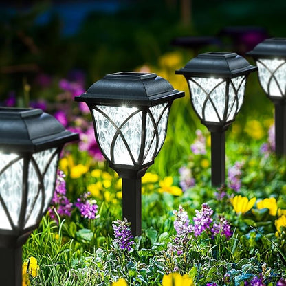 Solar Lights Outdoor Garden, 6 Pack LED Garden Waterproof, Solar Powered Pathway Lights for Yard, Patio, Landscape, Walkway, Path(Cold White)