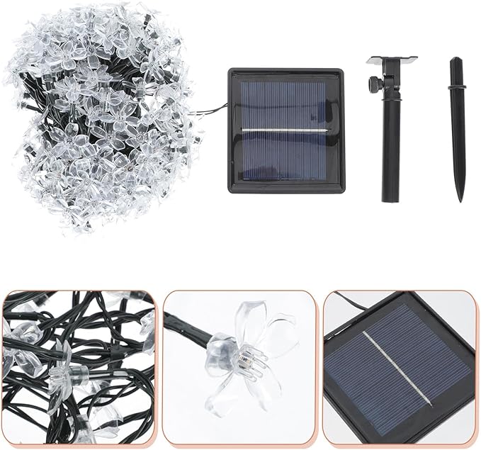 DOITOOL Solar-Powered Cherry Blossom String Lights Outdoor Flower Shape Lamp LED Multi-Color Patio Garden Festival | Lumora
