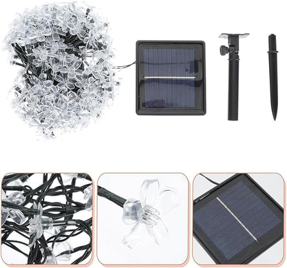 DOITOOL Solar-Powered Cherry Blossom String Lights Outdoor Flower Shape Lamp LED Multi-Color Patio Garden Festival Decoration