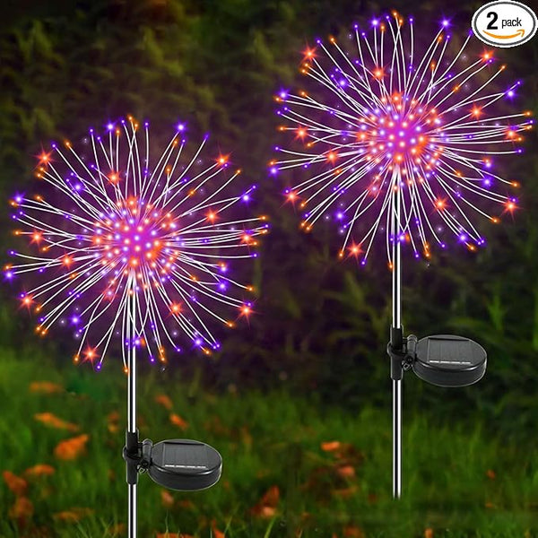 Solar Garden Lights Outdoor, 2 Pack 120 LED Twinkling Firework Lights Decorative with 2 Modes, Outdoor Waterproof | Lumora