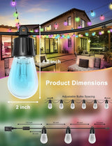 100ft String Lights for Outside, Smart RGB IC Warm White Patio Lights Outdoor Waterproof with Remote & App Control | Lumora