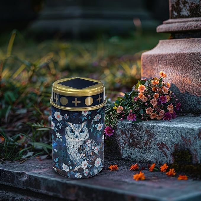 Owl Flower Solar Garden Stake Lights Solar Lights Outdoor Garden for Cemetery Grave Decorations, Memorial Gift, Christmas Yard Art, Sympathy Gifts