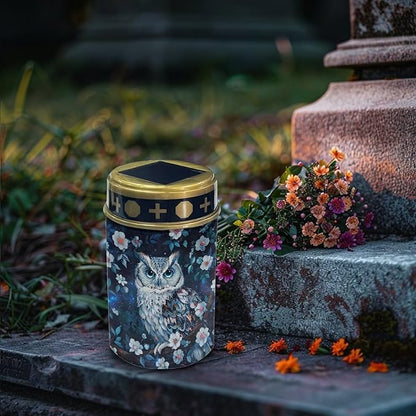 Owl Flower Solar Garden Stake Lights Solar Lights Outdoor Garden for Cemetery Grave Decorations, Memorial Gift, Christmas Yard Art, Sympathy Gifts