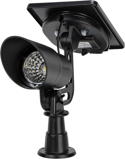 Gama Sonic Tri-Color Progressive Solar LED Spotlight with 100 Lumens, Outdoor Black Cast Aluminum, 3000K/4000K/5000K with Detachable Solar Panel (103i90090)