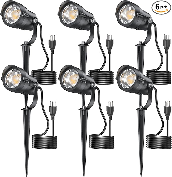 HIBOITEC 12W Spot Lights Outdoor 110V to 120V Landscape Lighting Waterproof Spotlight with 4.9ft 3-Plug LED Plug in | Lumora