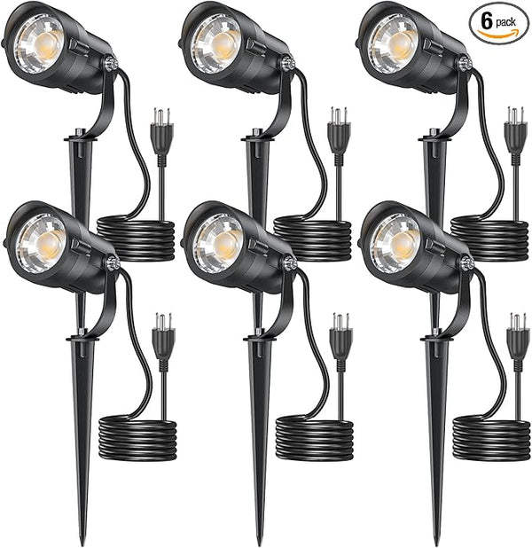 HIBOITEC 12W Spot Lights Outdoor 110V to 120V Landscape Lighting Waterproof Spotlight with 4.9ft 3-Plug LED Plug in | Lumora