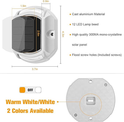 VOLISUN Solar Driveway Lights Dock Deck Lights 16 Pack,2 Colors in 1,Solar Powered Waterproof Outdoor Warning Step Light for Driveway Sidewalk Pathway (White/Warm White),Auto On/Off