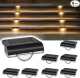 Solar Stair Lights Outdoor Waterproof, 8 Pack Solar Step Lights for Outside Warm White Deck Lighting for Step | Lumora