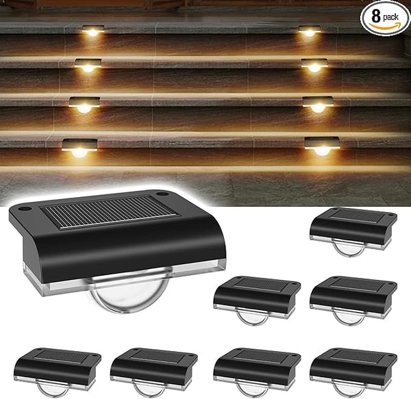 Solar Stair Lights Outdoor Waterproof, 8 Pack Solar Step Lights for Outside Warm White Deck Lighting for Step | Lumora