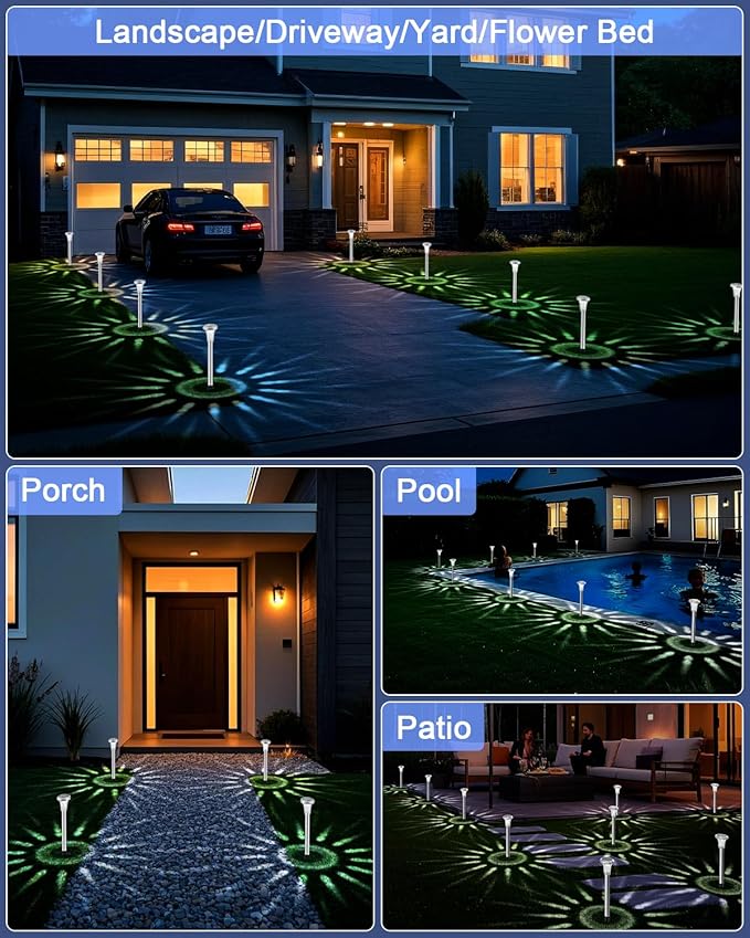 Mini Solar Pathway Lights Christmas Outdoor 12 Pack Waterproof Upgraded Bright LED Solar Garden Lights Stainless | Lumora