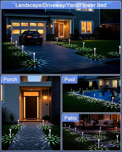 Mini Solar Pathway Lights Christmas Outdoor 12 Pack Waterproof Upgraded Bright LED Solar Garden Lights Stainless Steel Solar Powered Landscape Light for Outside Yard Lawn Decorations-Cool White