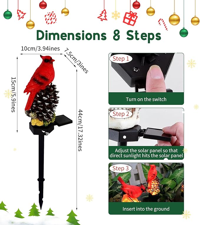 Cardinal Decor Cardinal Gifts, Cardinal Solar Garden Decor